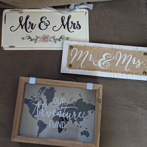 Wedding bundle Adventure Fund and Mr. & Mrs. Signs boho vintage reception decor